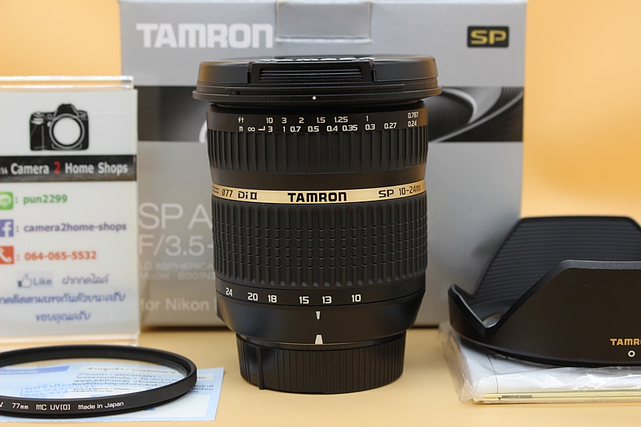 ขาย Lens Tamron SP AF 10-24mm F3.5-4.5 Di II (Mount Nikon) สภาพสวย ไร้ฝ้า รา ตัวหนังสือคมชัด ยางแน่น ไม่บวม อดีตประกันศูนย์ อุปกรณ์ครบกล่อง  อุปกรณ์และรายล